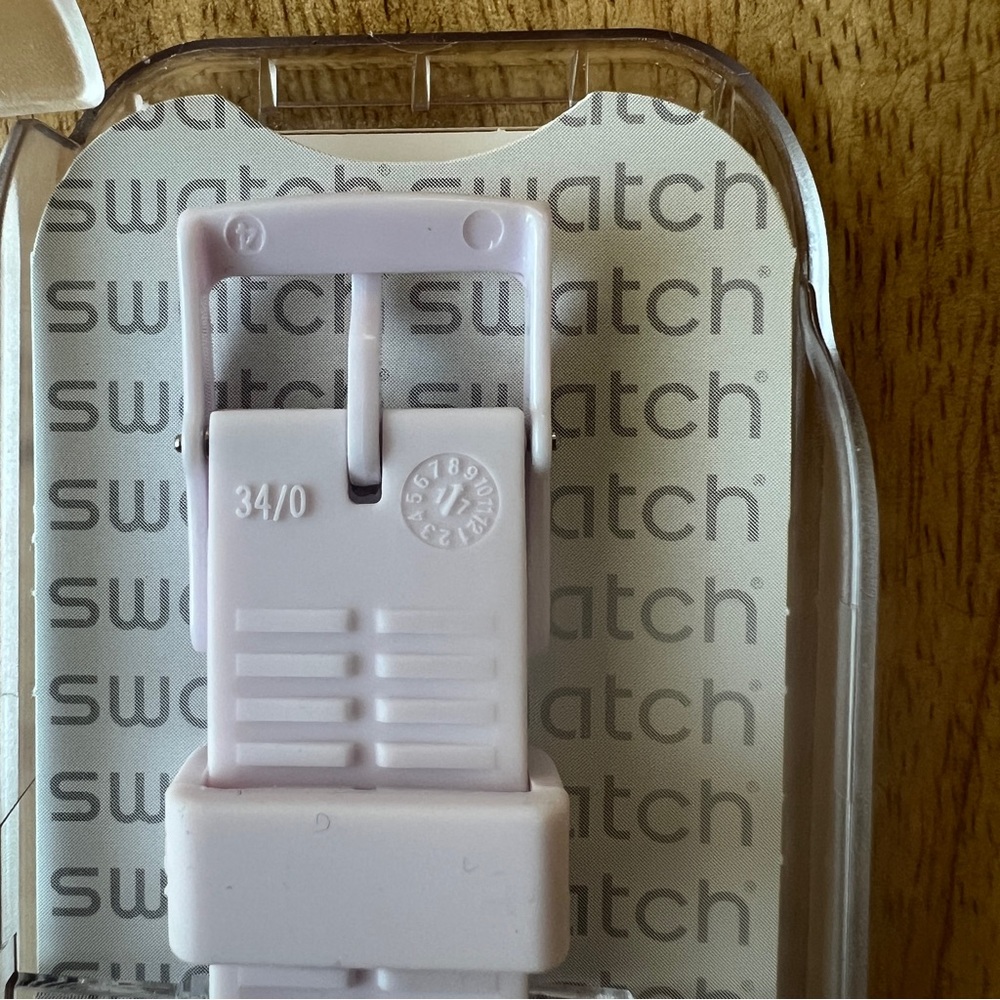 Swatch GUIMAUVE GP148 Watch w/ Metallic Face & Light Pink Silicone Strap - Picture 7 of 11
